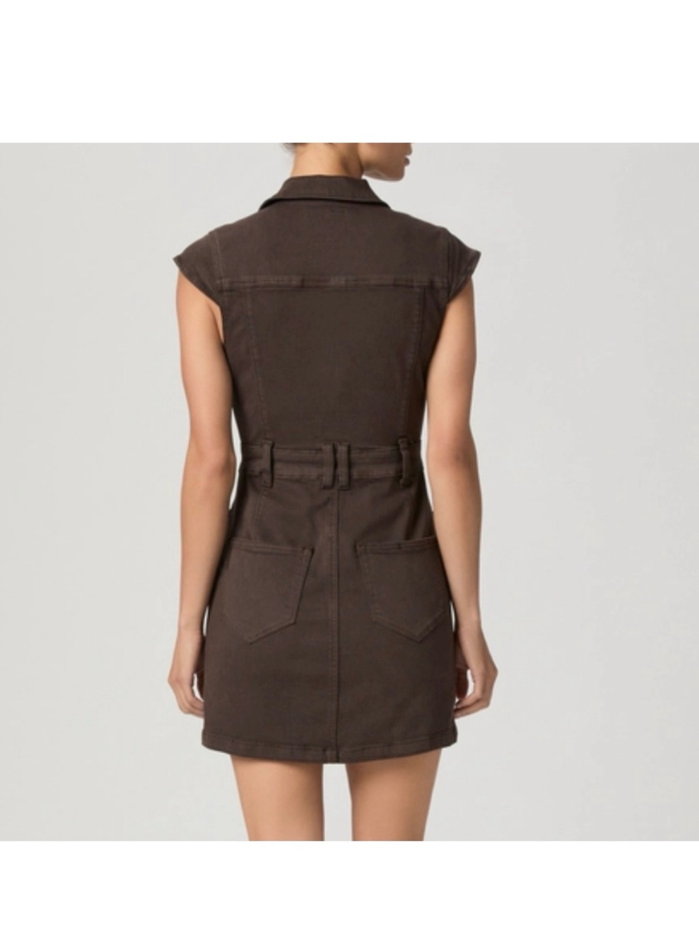 PAIGE Jaxsyn utility-style mini dress - Chocolate Brown Size 8 - Picture 2 of 5